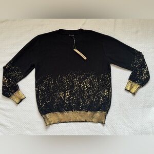 Coco + Carmen Black Sweater with Gold Accents NWT S/M